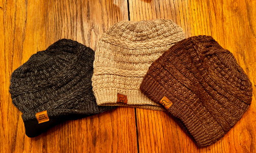 Alpaca Hat Cable Knit Beanie - Main Image